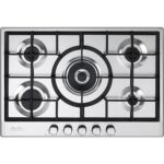 ELBA Built-In Gas Hob, 5 Burners, 75 cm, Stainless Steel - ELIO75-545