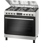 Bosch Serie 6 Digital Gas Cooker, 5 Burners, 90 cm, Stainless Steel - HGP3I8W50S