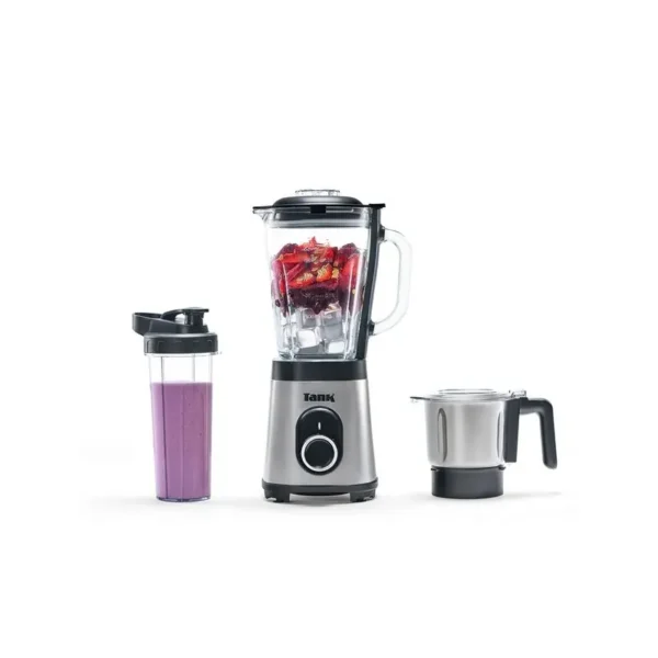 خلاط تانك سوبر بليندر 1.5 لتر مع مطحنة فولاذ مقاوم للصدأ سعة 500 مل وزجاجة بلاستيك خالية من مادة بيسفينول أ 900 مل، 800 وات، طراز YB-S62k GR من تانك